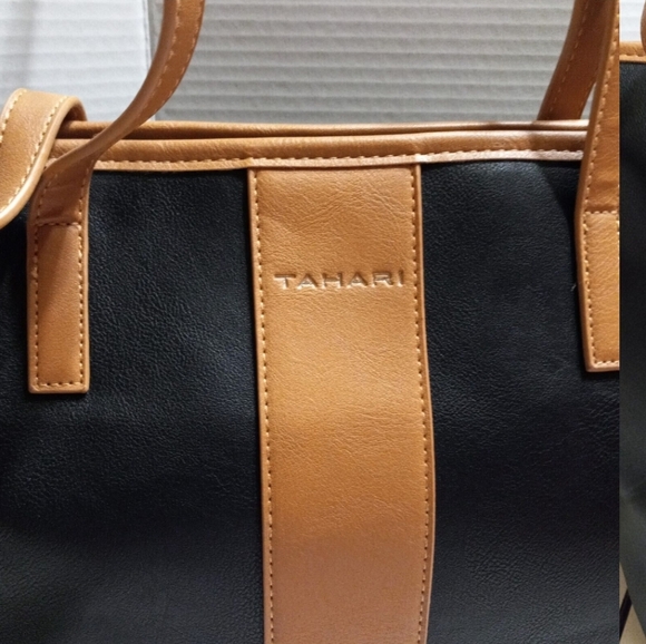 Tahari two-tone retails for $118 "Kristen" faux leather tote. NWT - Picture 2 of 10